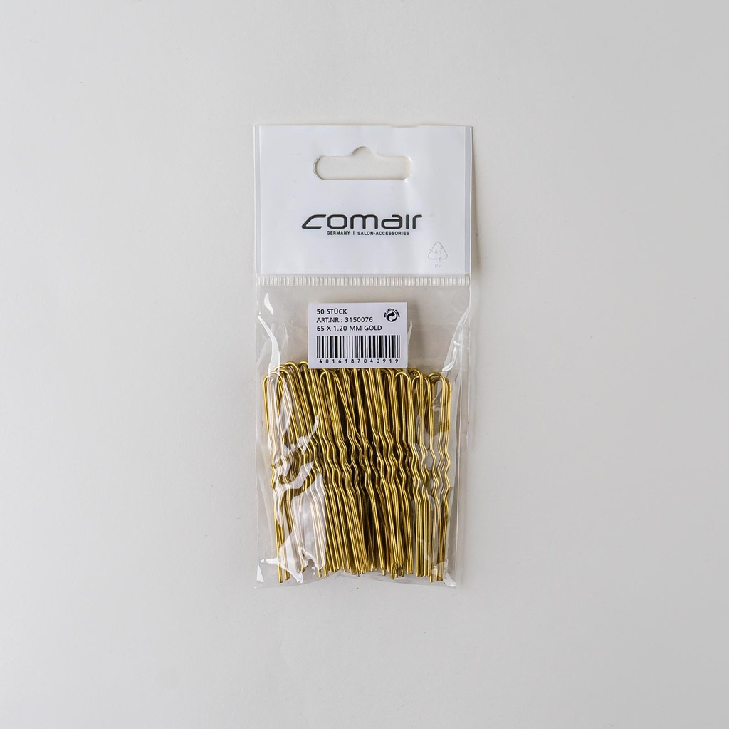 Comair Lockennadeln dick gold 50er Beutel 65 x120 mm