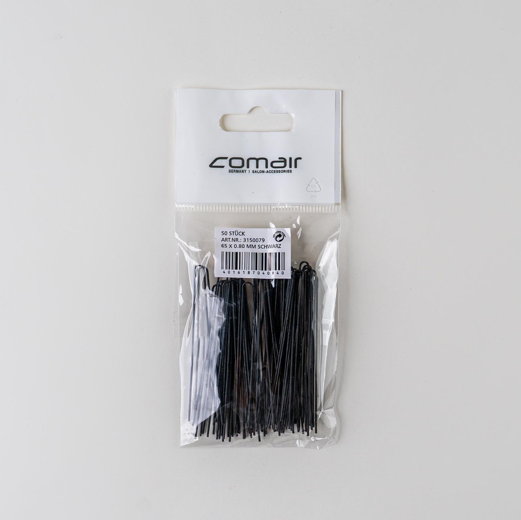 Comair Postichnadeln 50er Beutel schwarz glatt 65x0.80mm